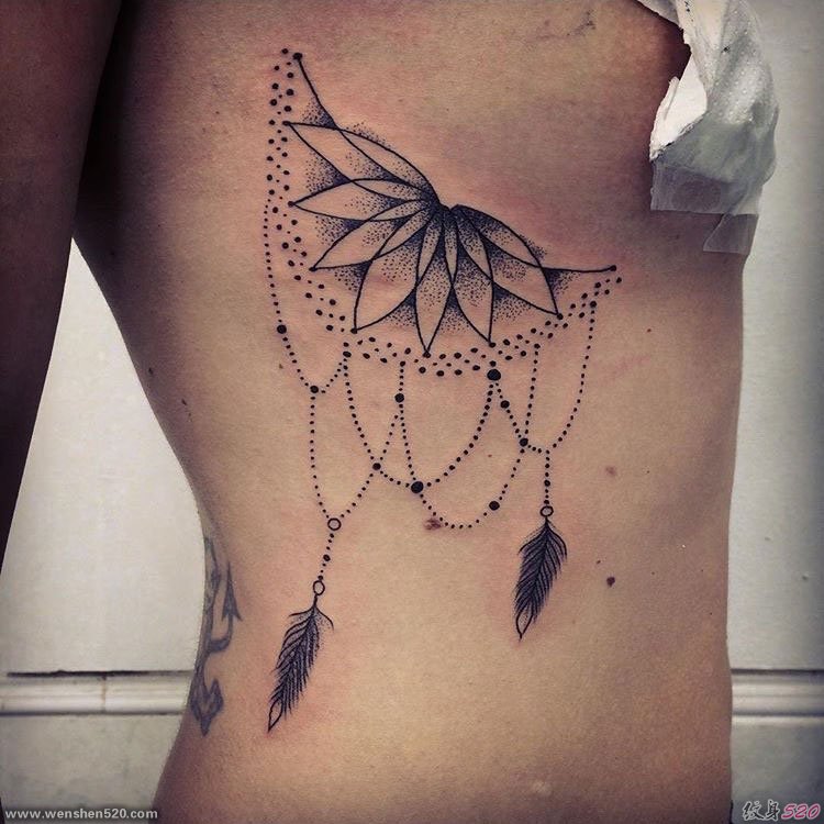 31款几何纹身点刺技巧印第安风格纹身捕梦网纹身图