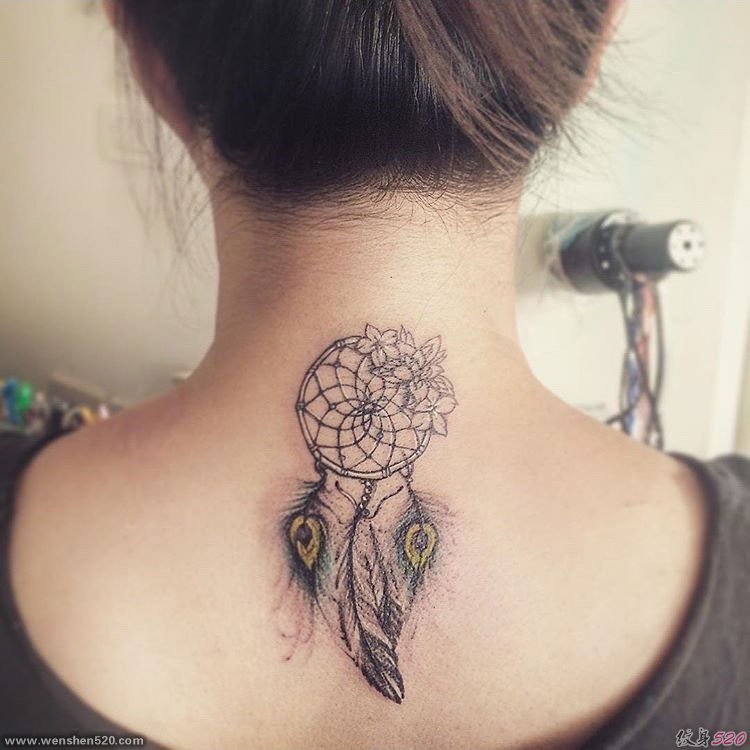 31款几何纹身点刺技巧印第安风格纹身捕梦网纹身图