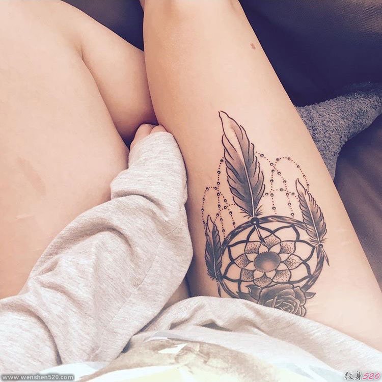31款几何纹身点刺技巧印第安风格纹身捕梦网纹身图