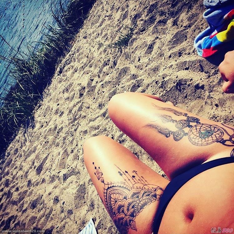 31款几何纹身点刺技巧印第安风格纹身捕梦网纹身图