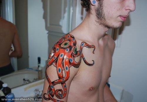 多款精美的大章鱼和船锚的纹身图案