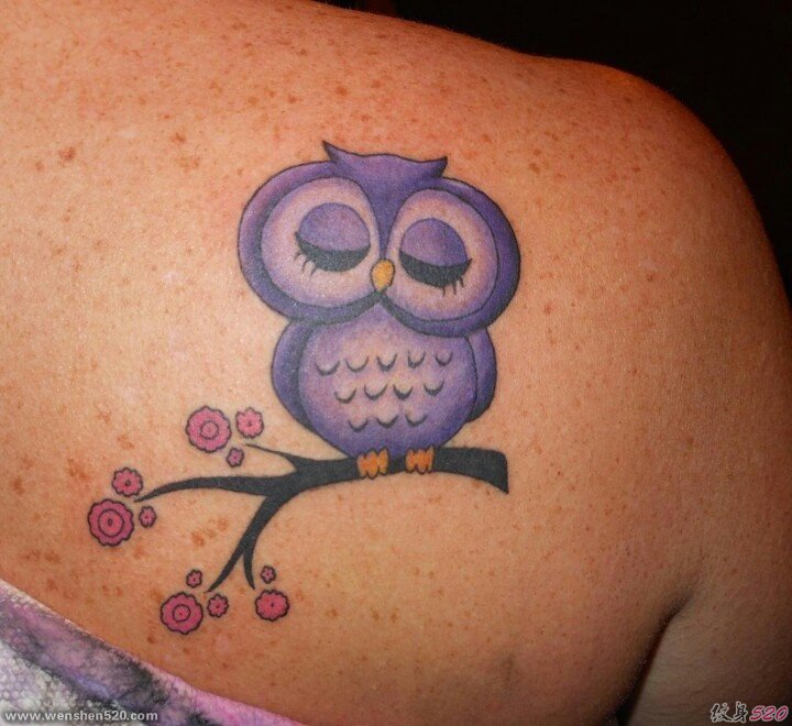 有帅气或很萌很可爱的猫头鹰纹身图案欣赏
