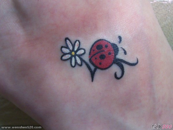 女孩就喜欢这样清新可爱的小瓢虫纹身图案