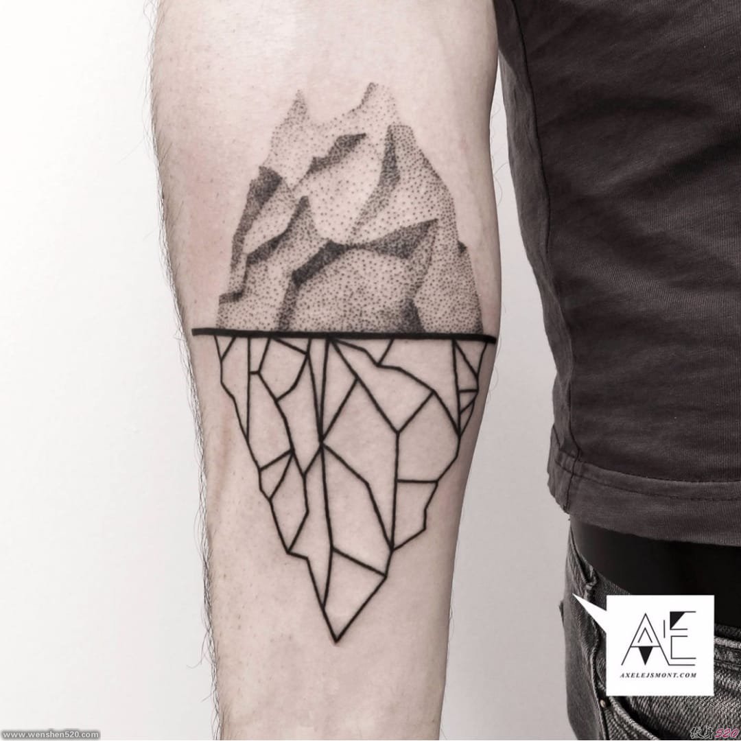 冰山系列几何元素纹身图案