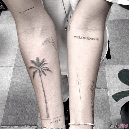 个性黑白树纹身图案