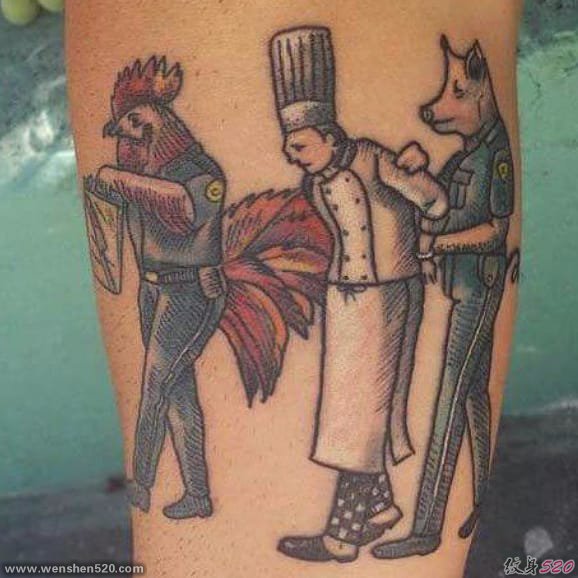 来自于烹饪大师的灵感食物纹身和餐具刀纹身图案