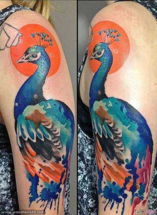 一组彩绘纹身技巧彩色渐变纹身图案
