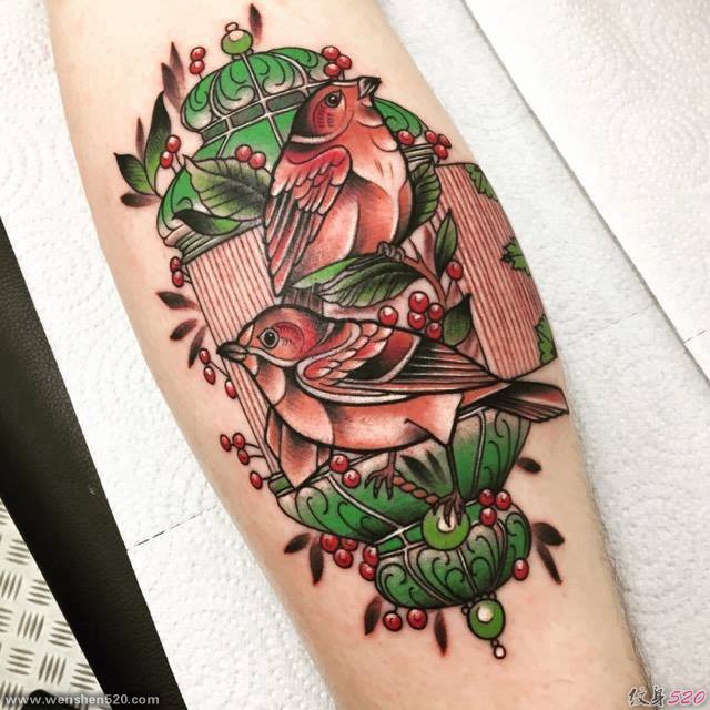 手臂上彩绘纹身技巧点刺纹身植物纹身素材鸟纹身动物纹身图片