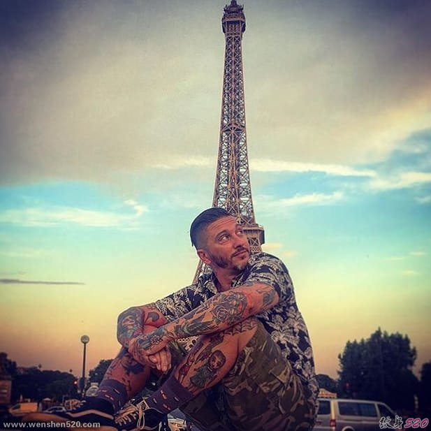 一组充满野心的彩色渐变纹身点刺技巧纹身图案