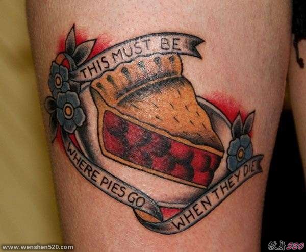 一组简单写实的美味食物纹身图案