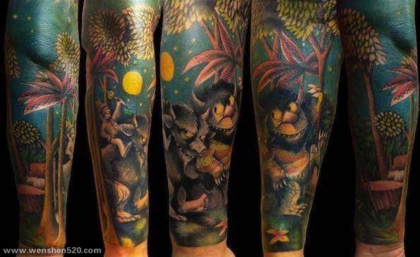 一组动漫纹身小动物和动漫人物的纹身图案