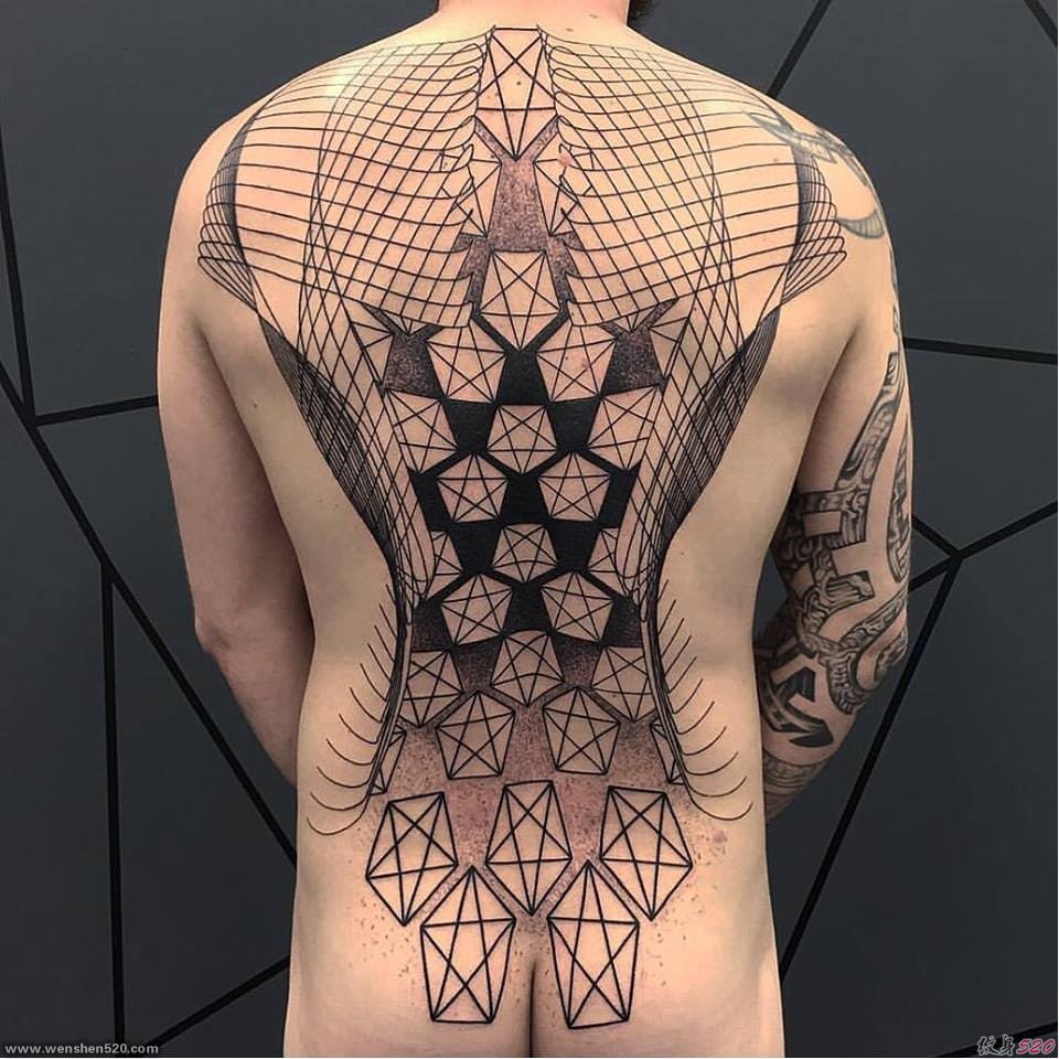 一组简单个性线条几何元素纹身图案