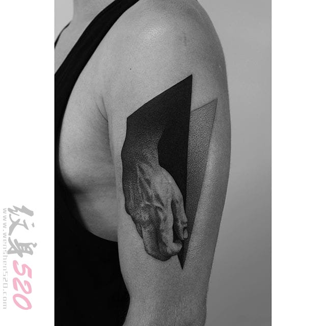 15款黑白灰风格纹身点刺技巧几何元素纹身图案