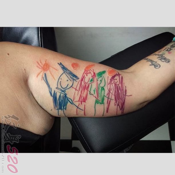 9款微妙和感人的简单个性线条纹身小孩子纹身图案