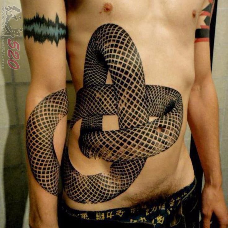 一组男性霸气的几何元素纹身抽象线条纹身图案大全