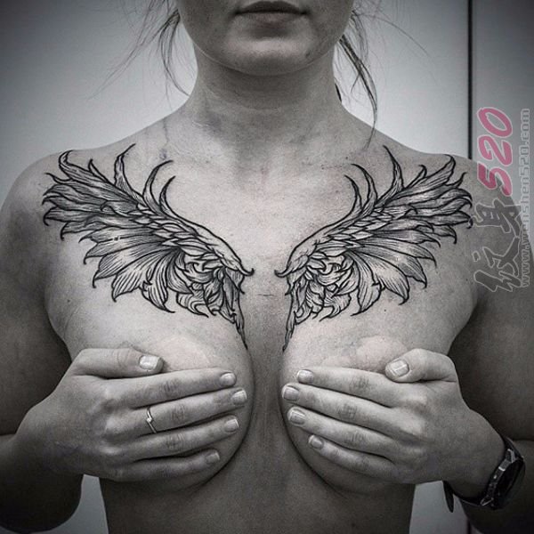 个性黑白点刺技巧植物抽象线条纹身图案