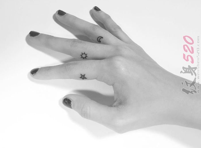 黑色几何简单个性线条女生纹身小清新微型纹身图案