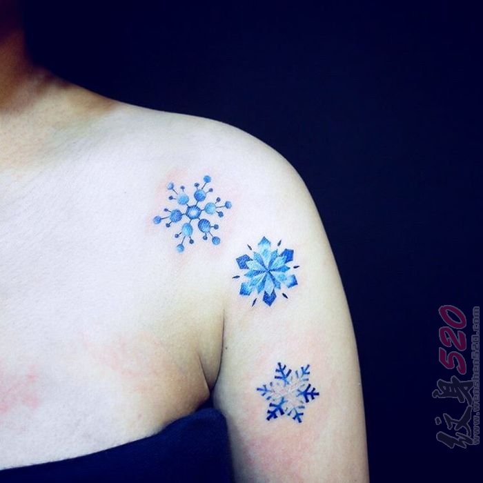 11款女生水彩蓝色文艺小清新纹身图案