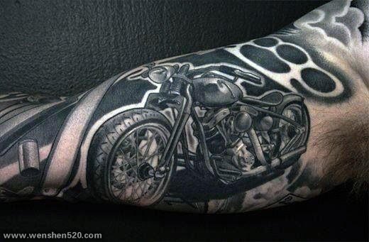 11款男生超酷炫霸气创意个性摩托车纹身图案