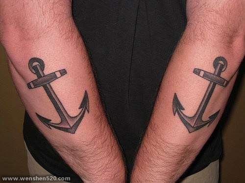 海军风创意个性船锚纹身图案