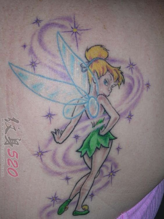 一组关于女生的彩绘卡通可爱小仙女纹身图案