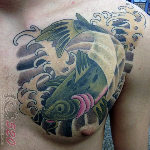 一组关于鲶鱼的创意个性纹身图案