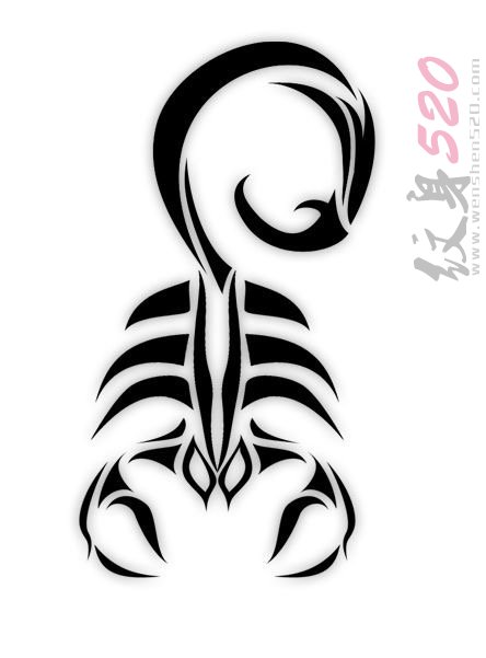 黑色的几何线条蝎子纹身动物图腾纹身手稿