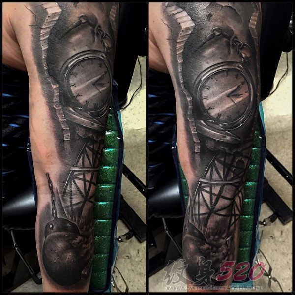 12款男生手臂上黑色素描创意个性纹身图案