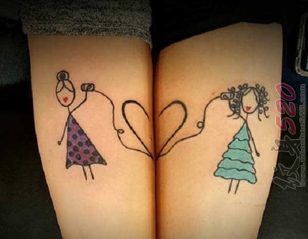 多款女生喜爱的简单个性线条姐妹纹身图案