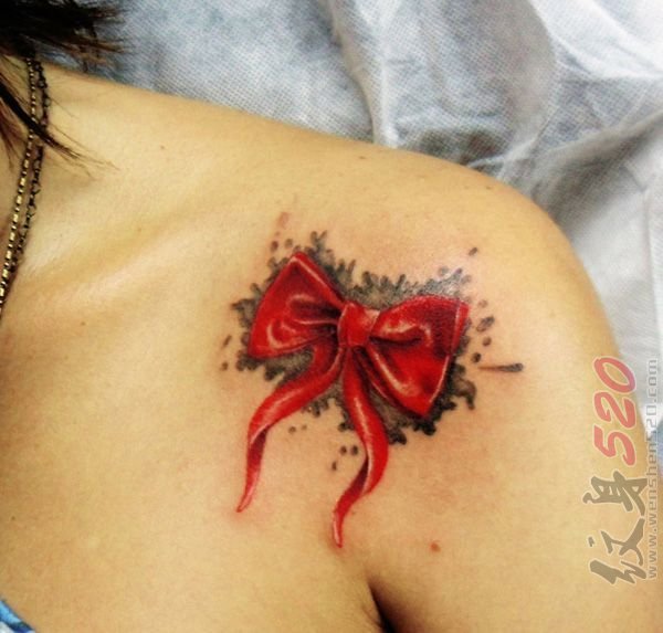 多款女生喜爱的性感蕾丝花边蝴蝶结纹身图案