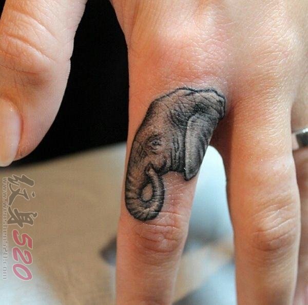 12款可爱的简单个性线条小动物大象纹身图案