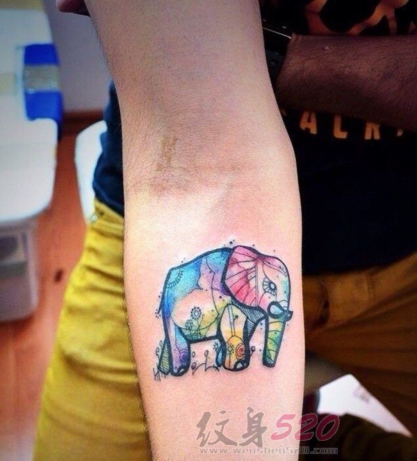 12款可爱的简单个性线条小动物大象纹身图案