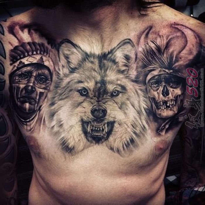 一组关于狼的黑色素描创意霸气纹身图案