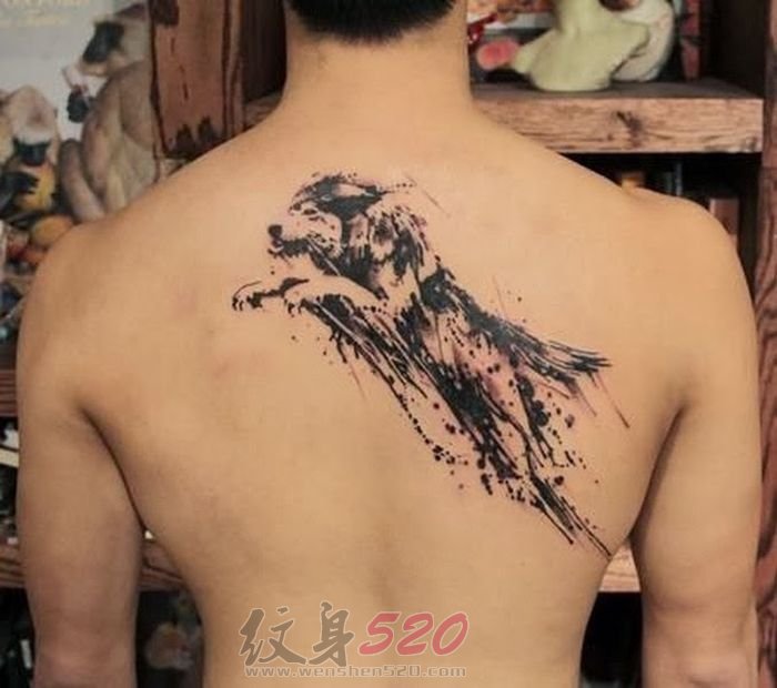 一组关于狼的黑色素描创意霸气纹身图案