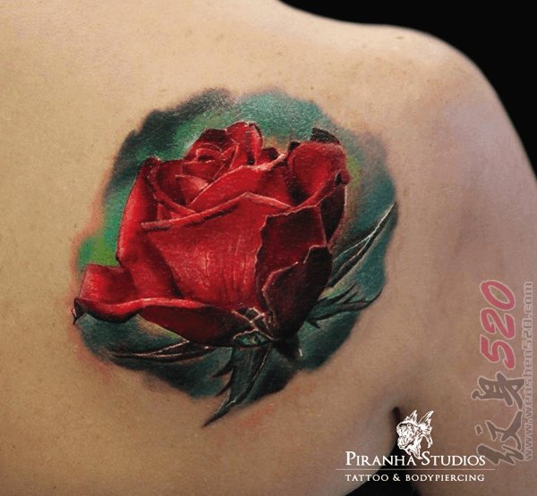 适合女生的个性唯美玫瑰纹身图案