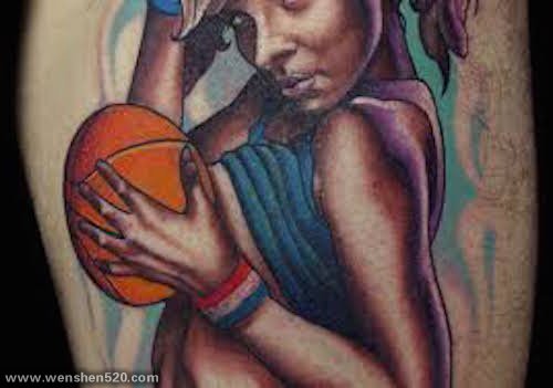 张扬青春魅力的热火篮球纹身图案
