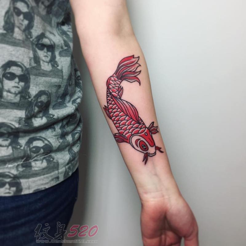 多款灵动小动物几何元素抽象线条鱼纹身图案