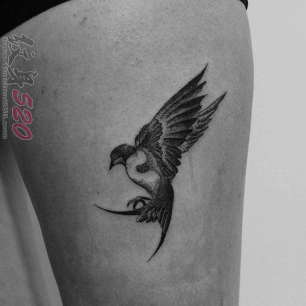 多款黑色小动物点刺技巧个性的小鸟纹身图案