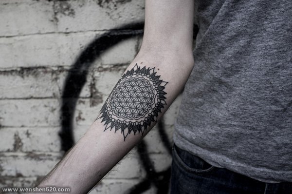 个性的黑色几何元素简单线条创意纹身图案
