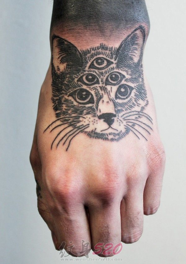 多款关于小动物小猫的黑色素描创意个性纹身图案