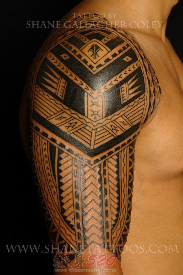 多款黑色线条几何元素创意霸气大面积纹身图案