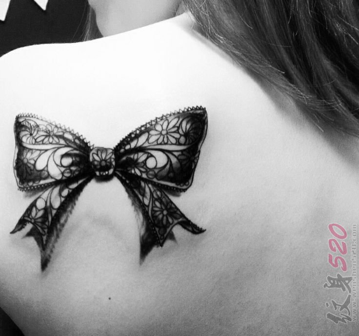 多款象征纯洁爱情的蝴蝶结纹身图案