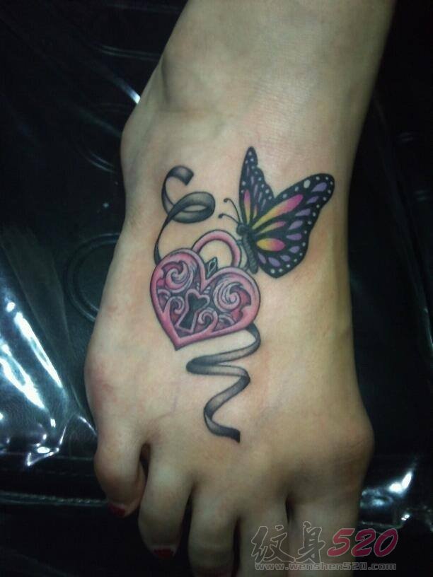 女生脚背上创意个性文艺小清新唯美纹身图案