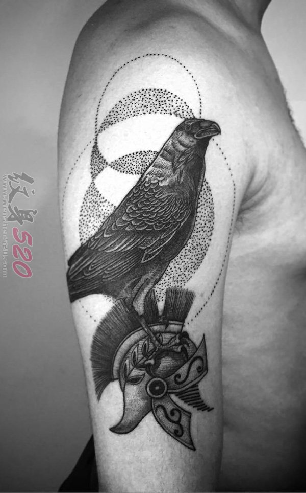 黑色线条素描创意个性小鸟纹身图案
