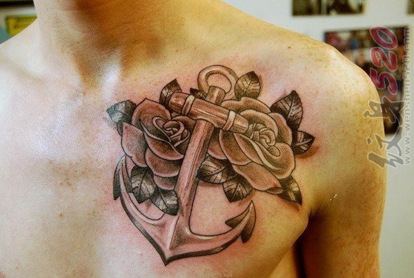 多样设计碰撞交汇的创意船锚纹身图案