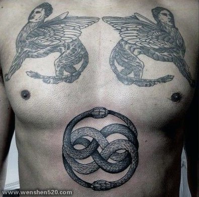 多技巧相结合的创意蛇纹身图案