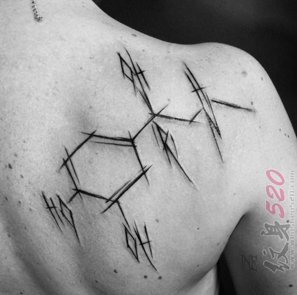 多款化学元素黑色线条简约小图案创意个性纹身图案