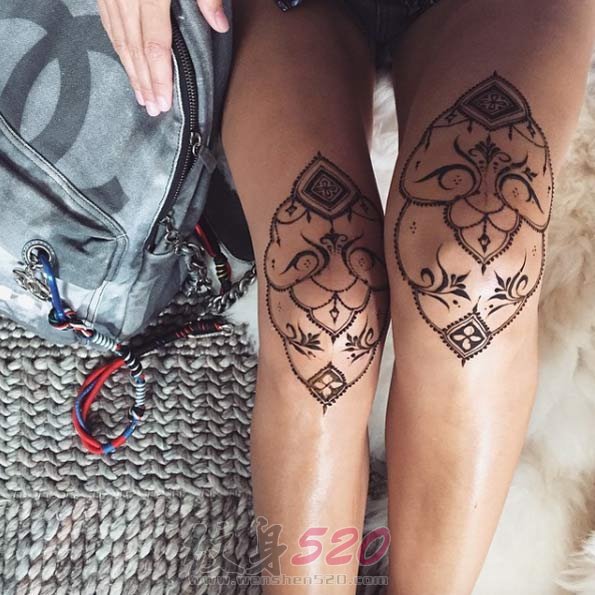 女生都喜爱的黑色线条几何元素素描创意梵花花纹纹身图案