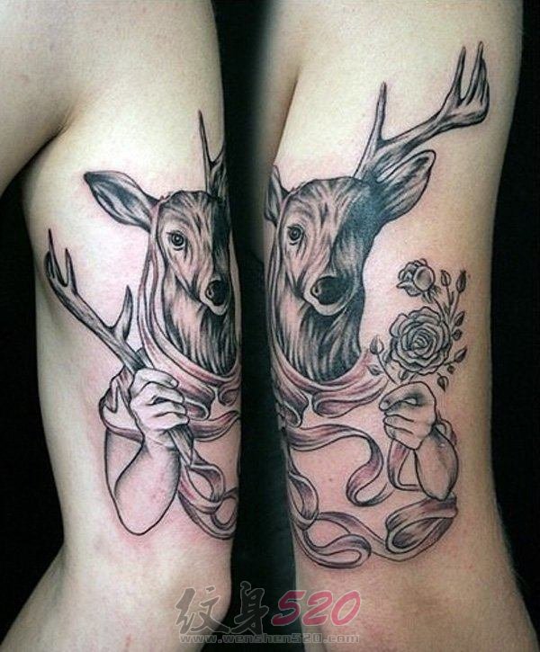 爱意满满的简单线条情侣小清新纹身图案