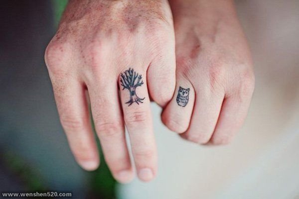 爱意满满的简单线条情侣小清新纹身图案